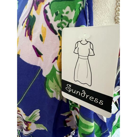 NWT FACTORIES CONNECTION BLUE FLORAL POLY SPANDEX COLD SHOULDER SUN DRESS XL-XXL - Picture 8 of 10